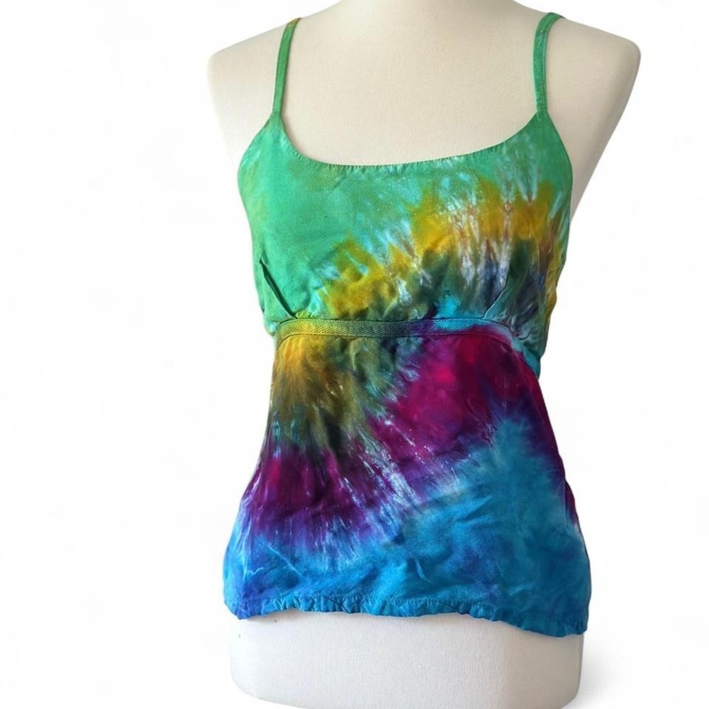 Vintage tie dye tie back tank top